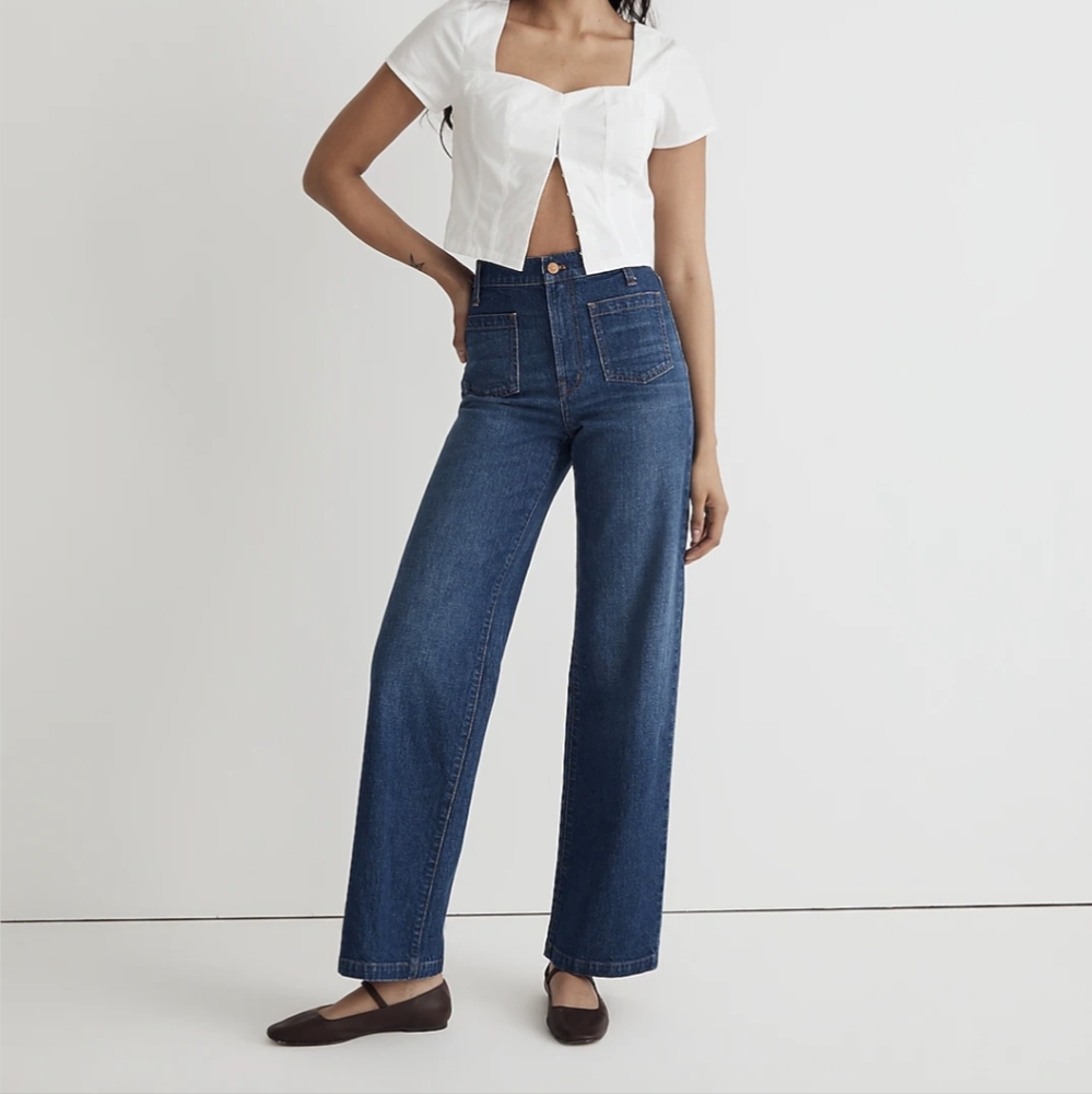Madewell Dark Blue High-Rise Wide-Leg Jeans